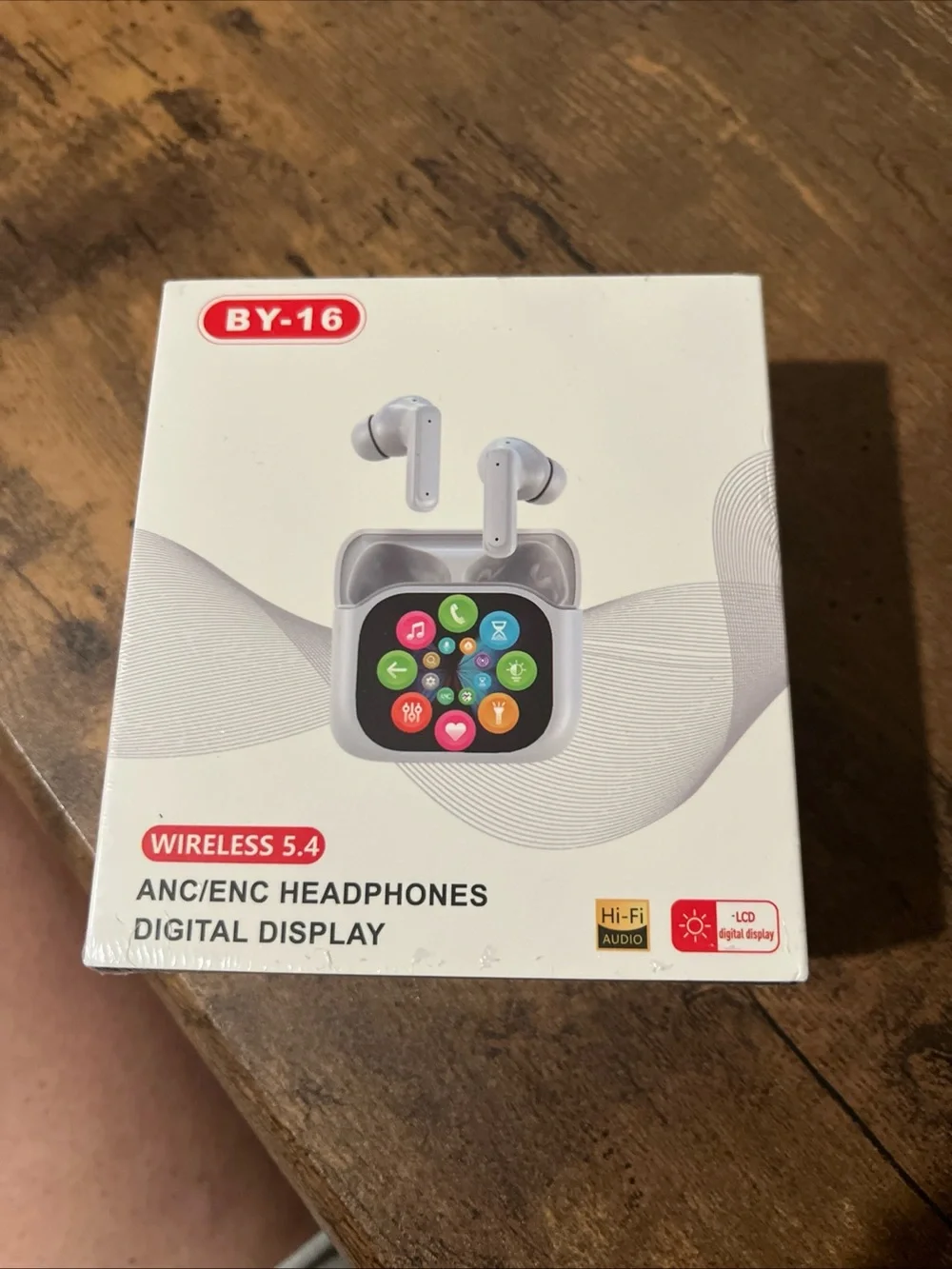 White Wireless ANC/ENC Headphones with Digital Display